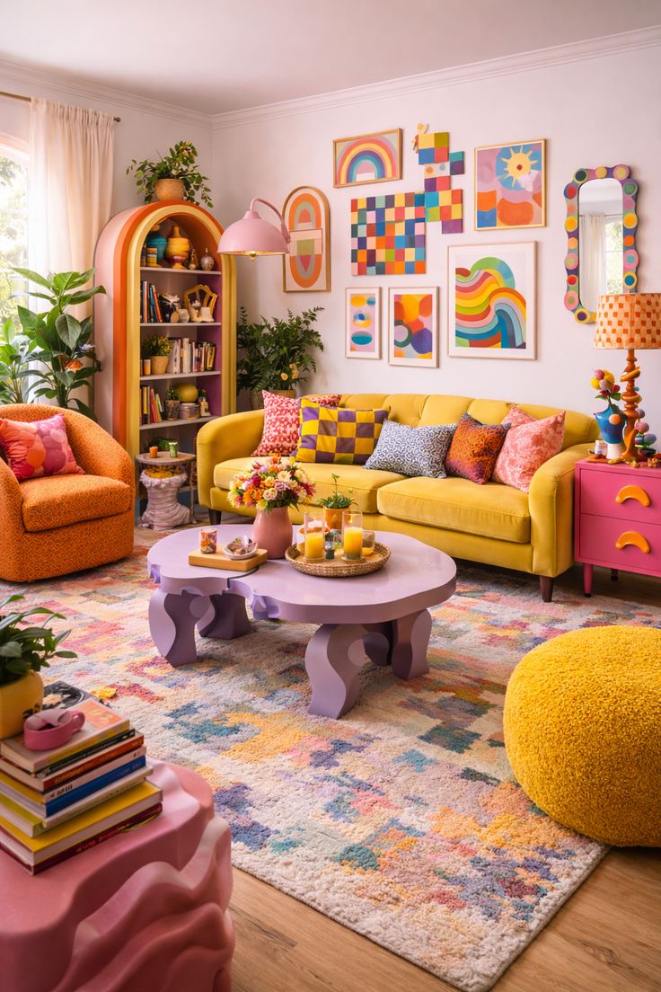 Transform your space with this fun and colorful eclectic liv