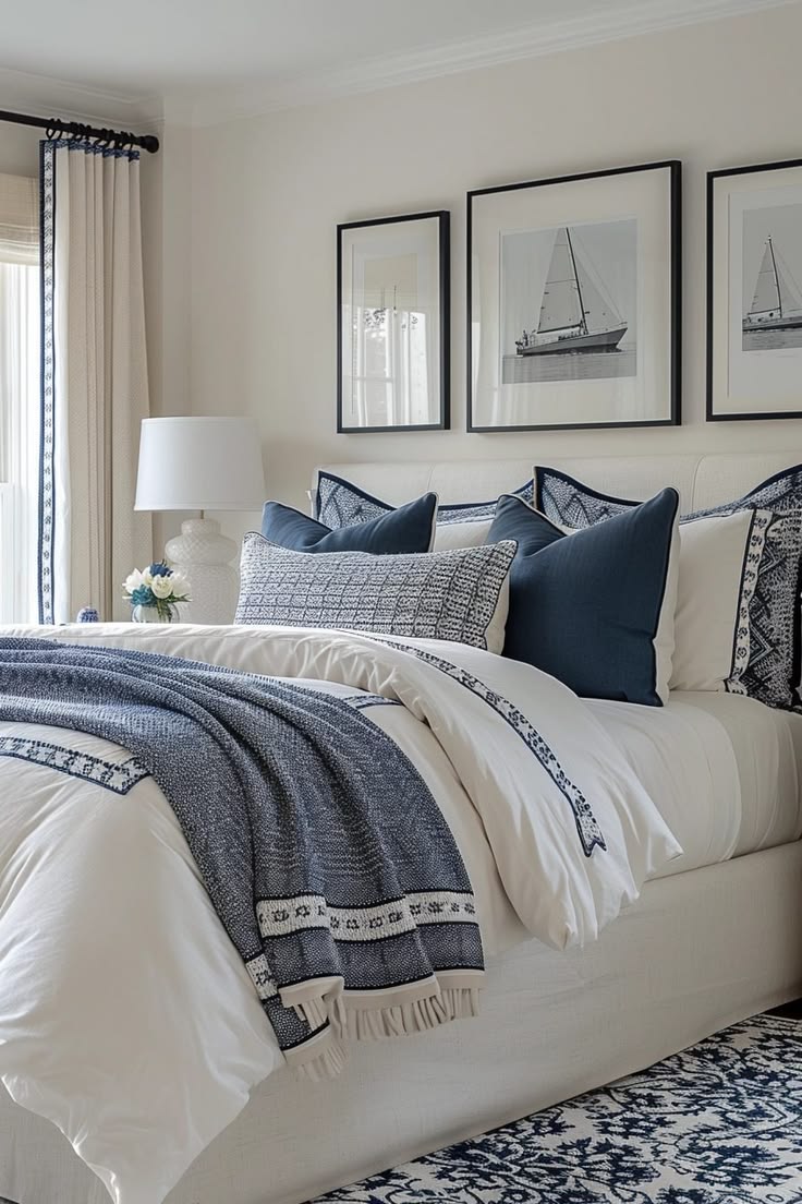 29 Coastal Preppy Bedroom Ideas For Elegant Beach Vibes - Le