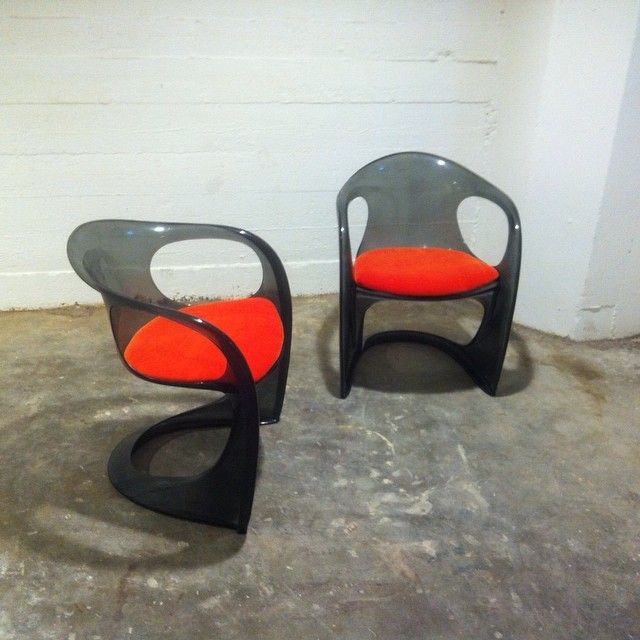 Two Smoked Lucite Casalino Chair by Alexander Begge for Casa