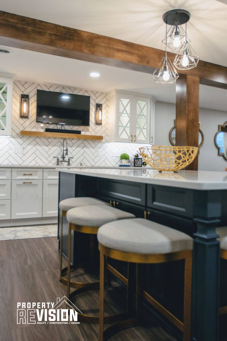 This is a gorgeous basement renovation! The space features s