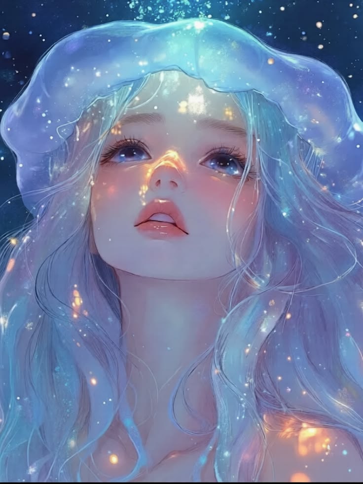 A dreamy jellyfish girl portrait created with AI Image Gener