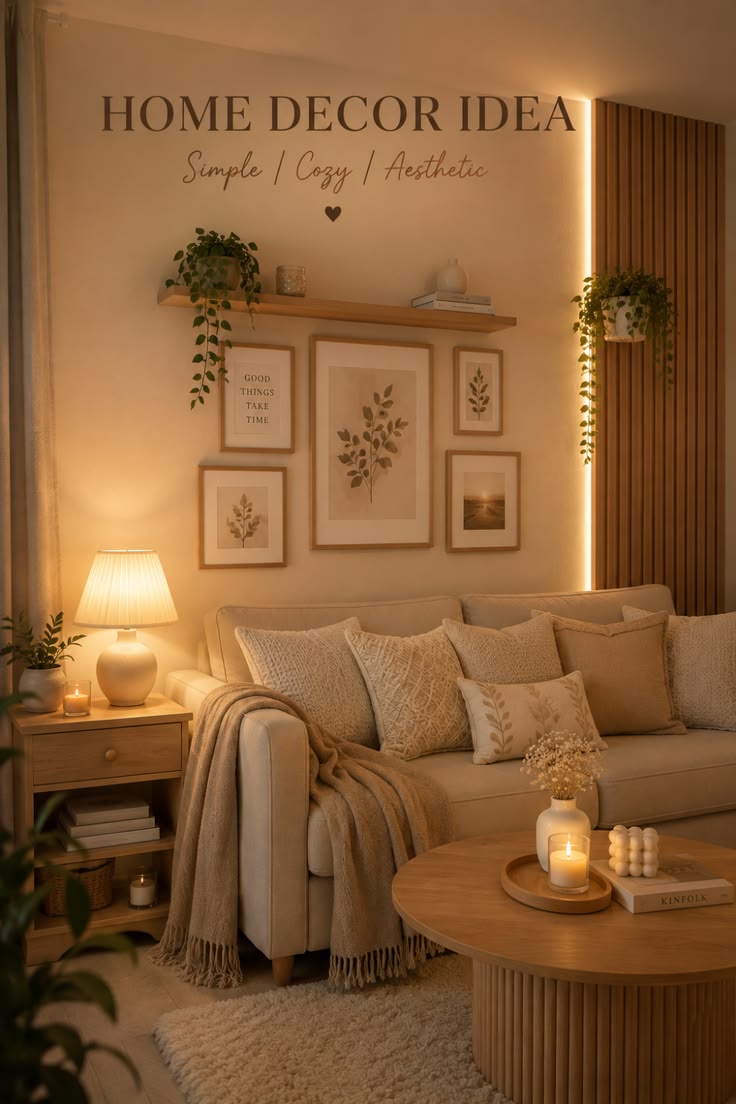 Give your living room a warm and cozy feel with a simple wal