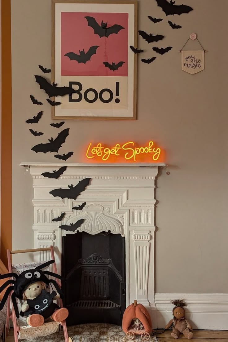 A playful pink Halloween bat print for kids’ rooms and famil