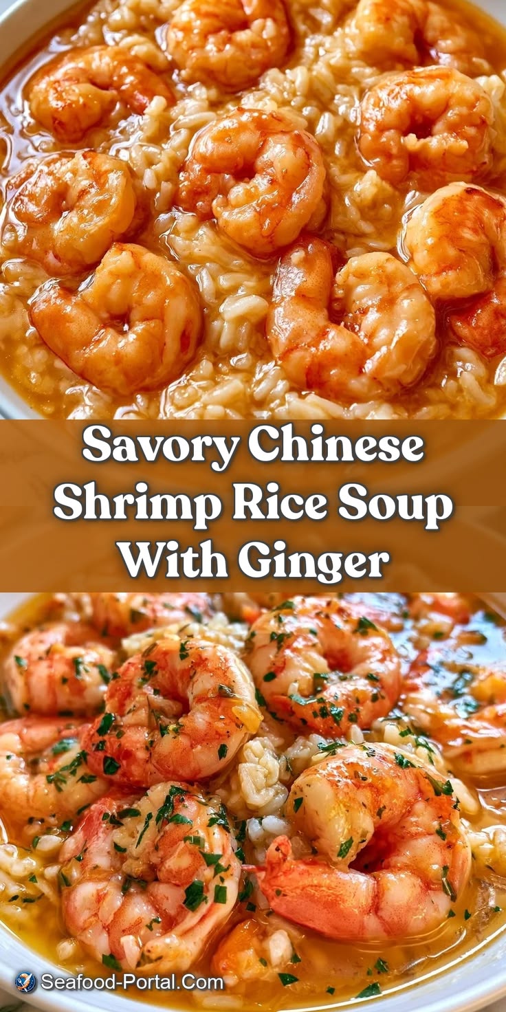 This savory Chinese shrimp rice soup brings a comforting war