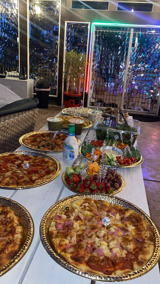Disco party party vibes party food pizza disco decorations p
