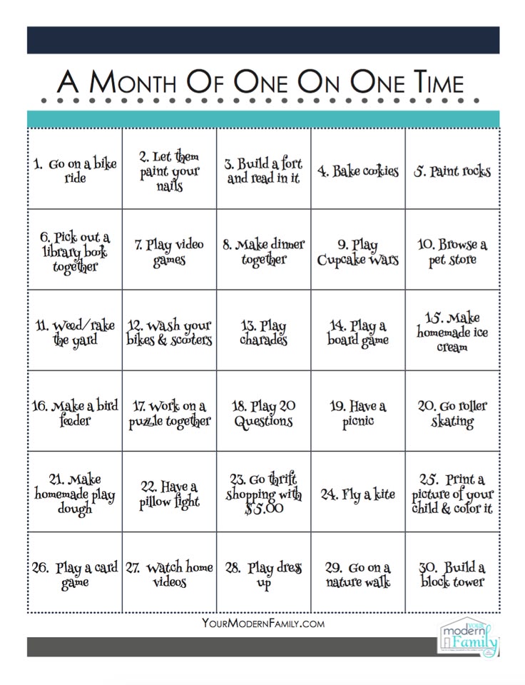1 on 1 time - calendar of ideas
