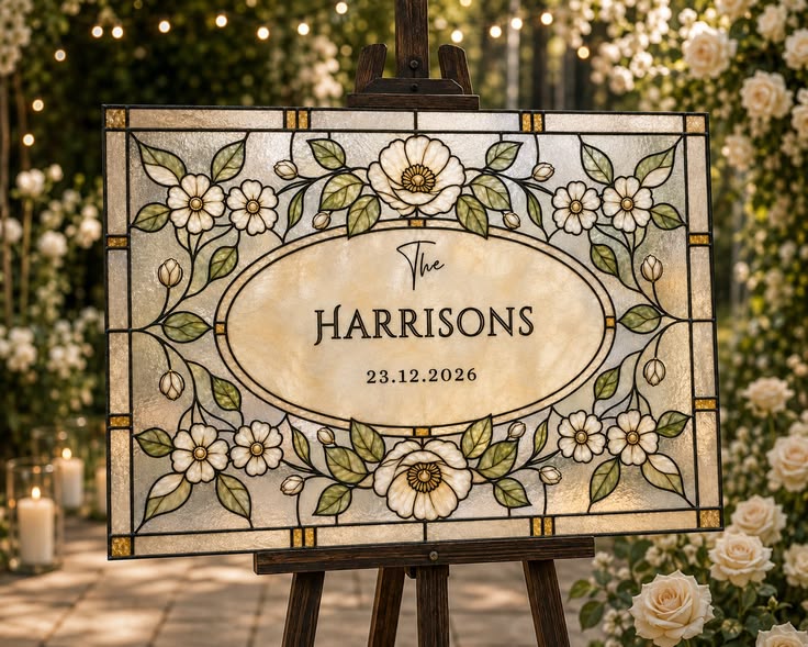 Stained Glass Wedding Welcome Sign Template, Editable Weddin