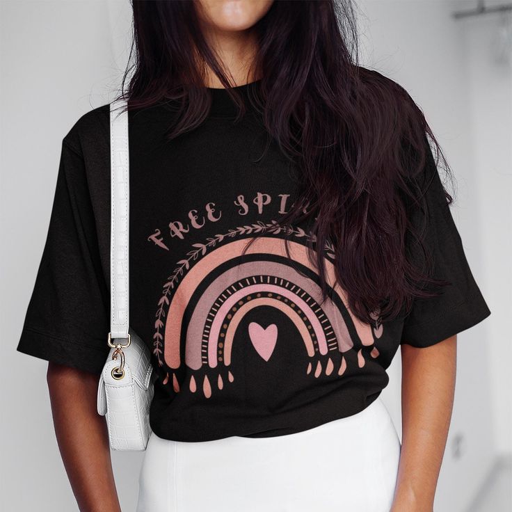 Rainbow Oversized Womens T-shirt, Hippie Retro 70's Vibe Tee