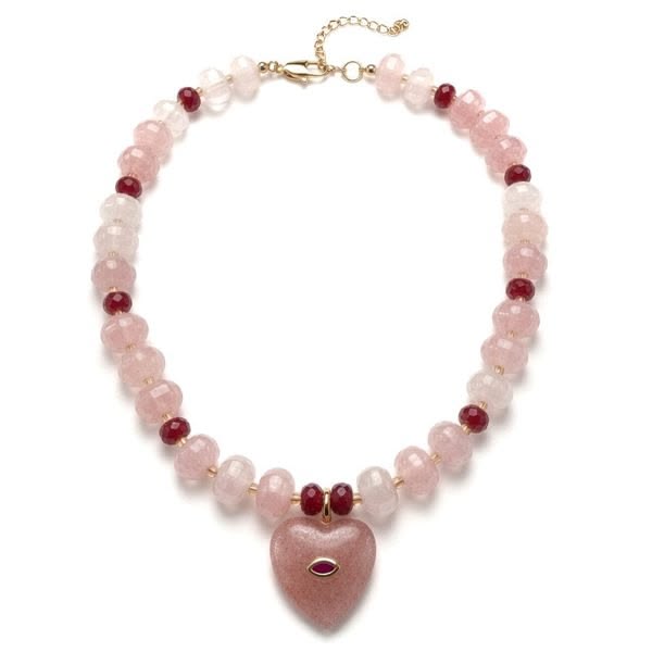 BISSUTERIE | Strawberry Quartz Heart Necklace