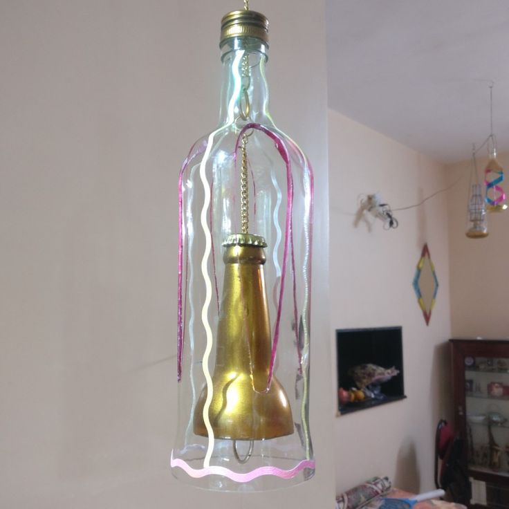 Cut glass bottle wind chime