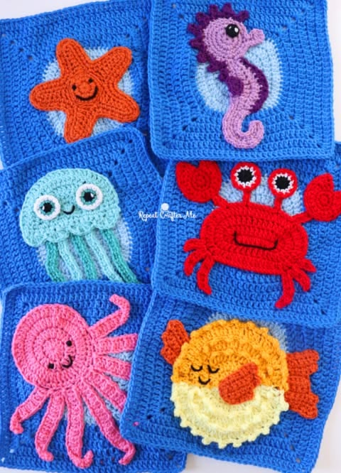 Crochet Pufferfish - Under the Sea CAL Square 6 - Repeat Cra