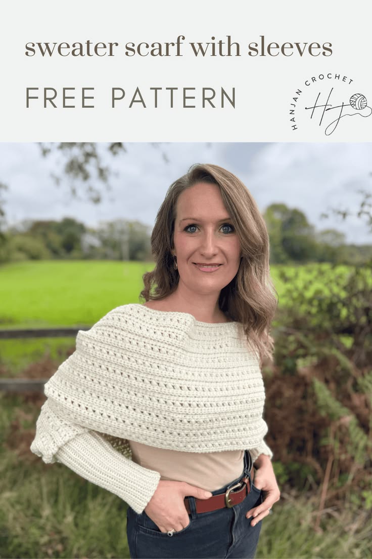 Crochet Sweater Scarf Pattern Free In Sizes XS to 5XL