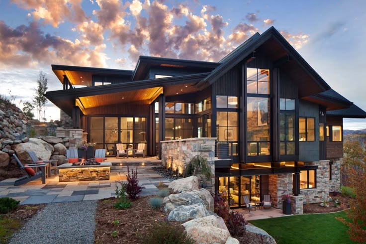 This two-story contemporary mountain home was designed in 20