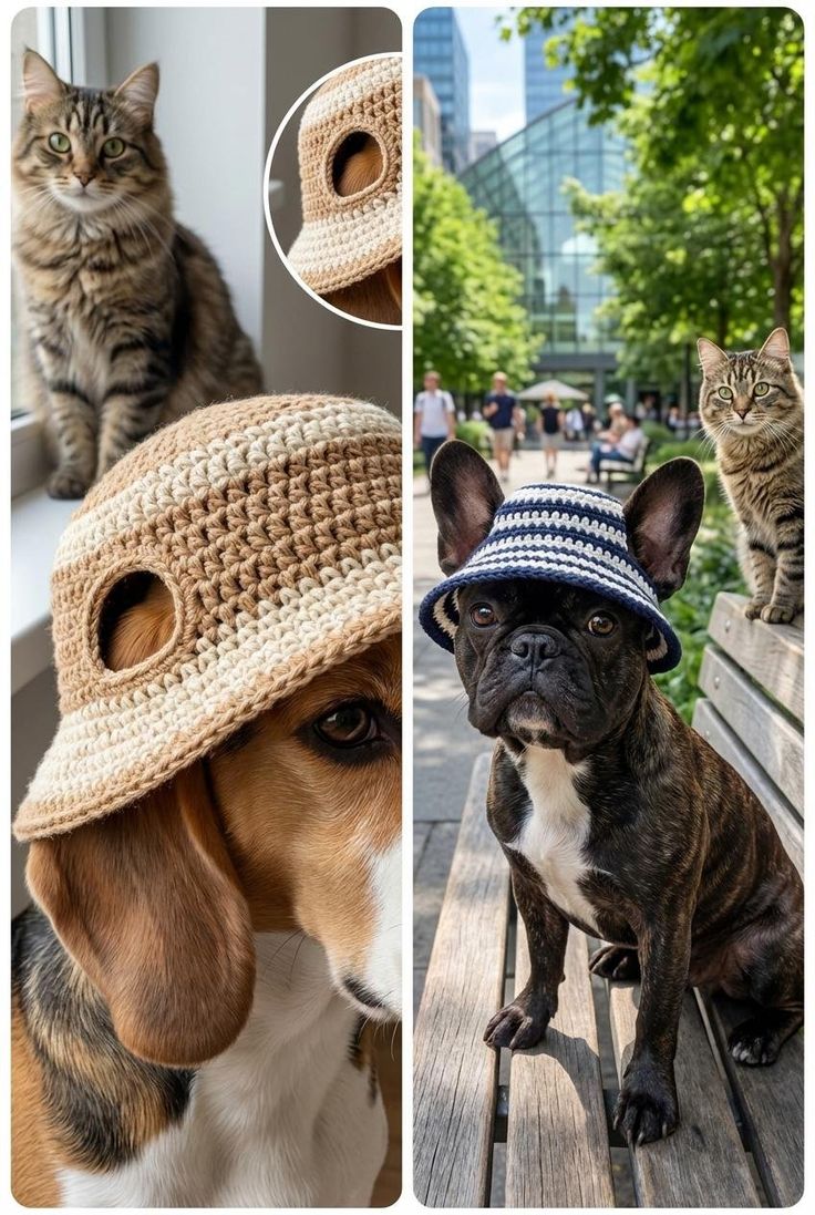 Elevate your pet's style with a trendy crochet bucket hat pa