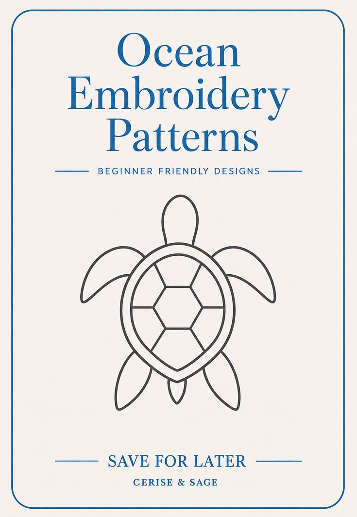 Save this sea turtle embroidery pattern for your next ocean-