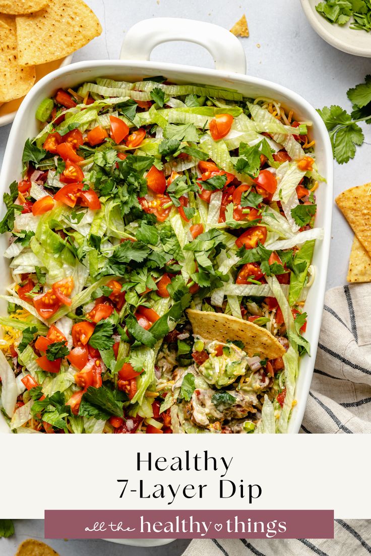 Healthy 7-Layer Dip!! Made with protein rich black beans, a 