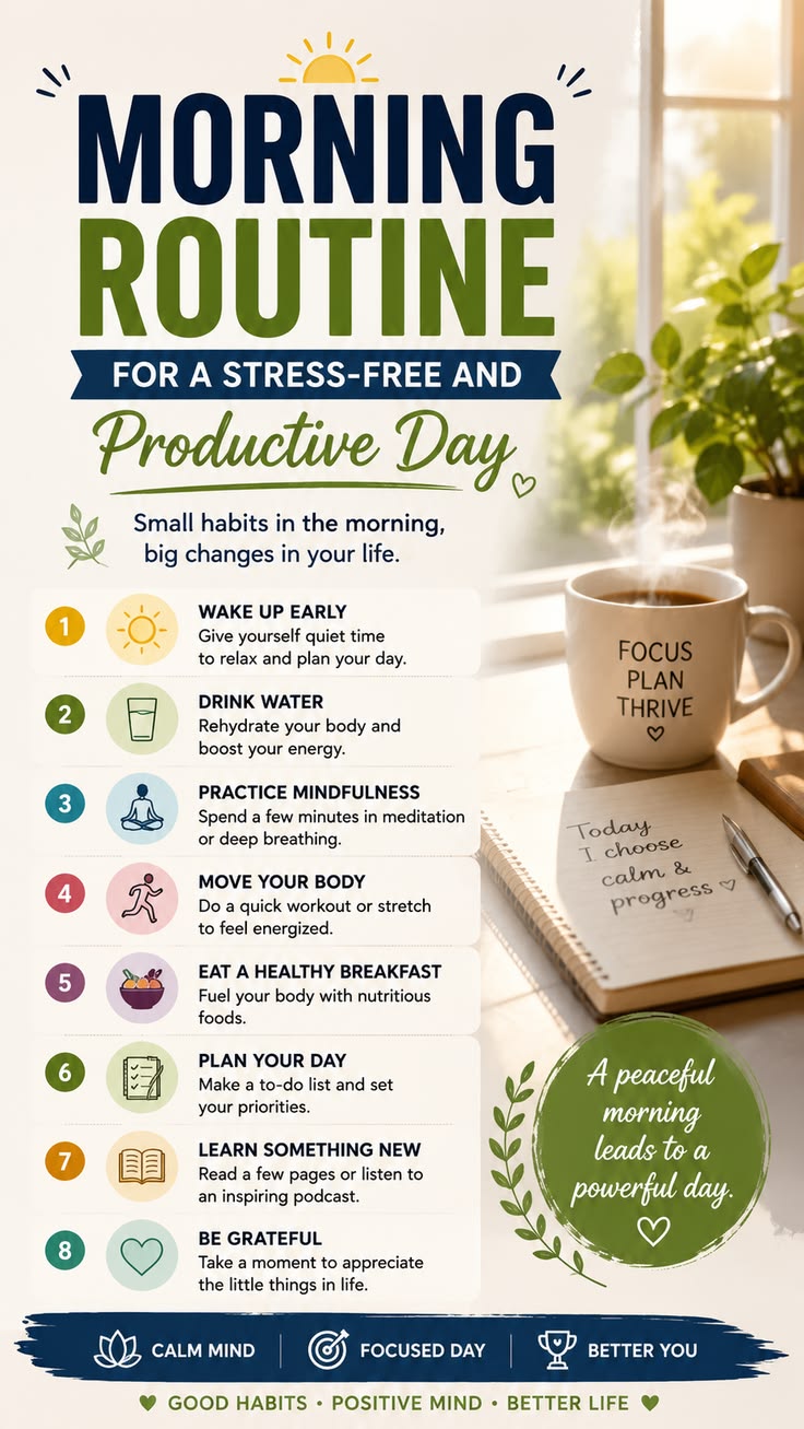 Start your day with a simple morning routine designed to red