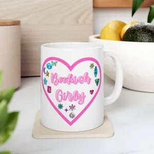 Bookish Girly Sparkling Gem Heart Mug | Ceramic Coffee Cup -