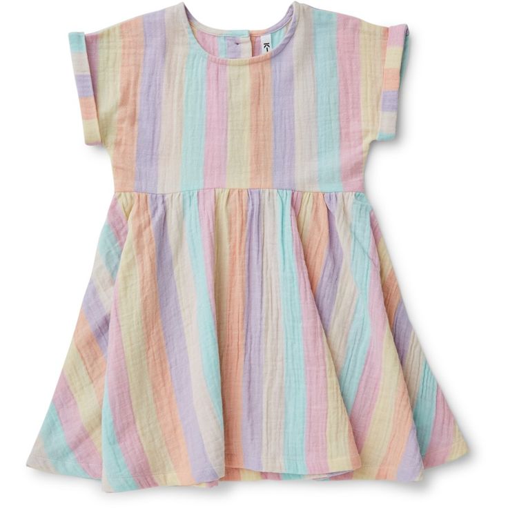 K-D Girls Crinkle Dress - Rainbow - Size 5