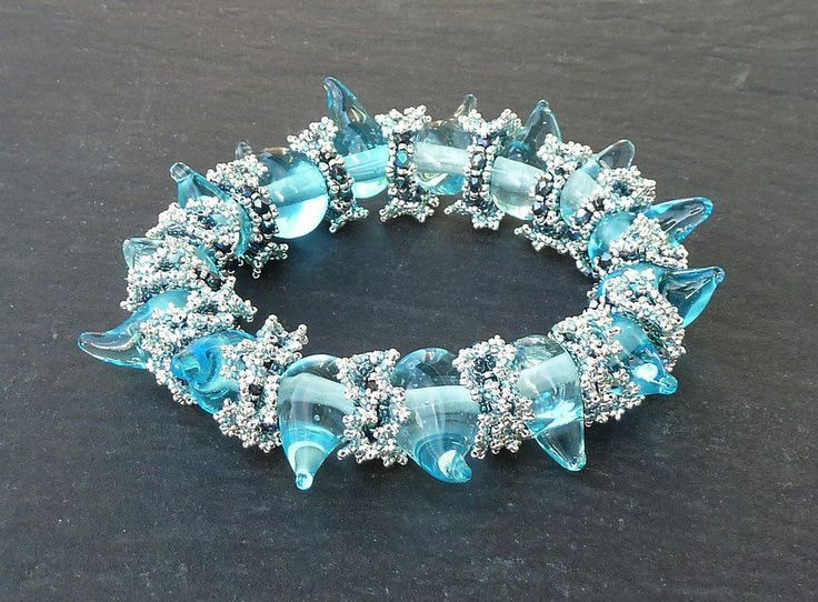 Martina Nagele, Antarctica Bracelet, lampworked icicle beads
