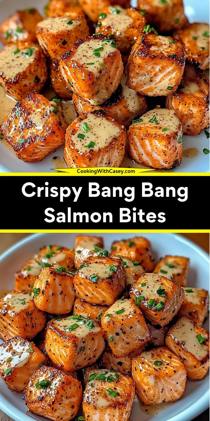 Homemade Crispy Bang Bang Salmon Bites - Sweet and Spicy - E