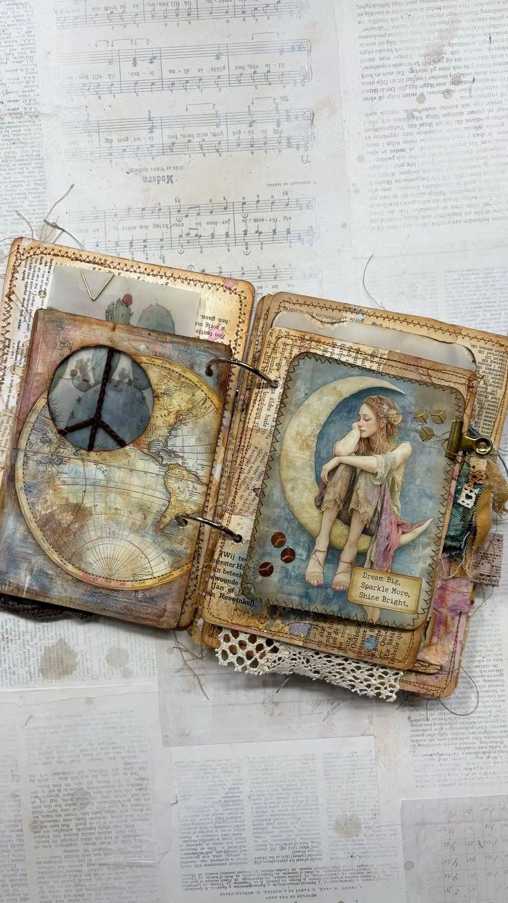Two pages in my Boho junkjournal, using digital images from 