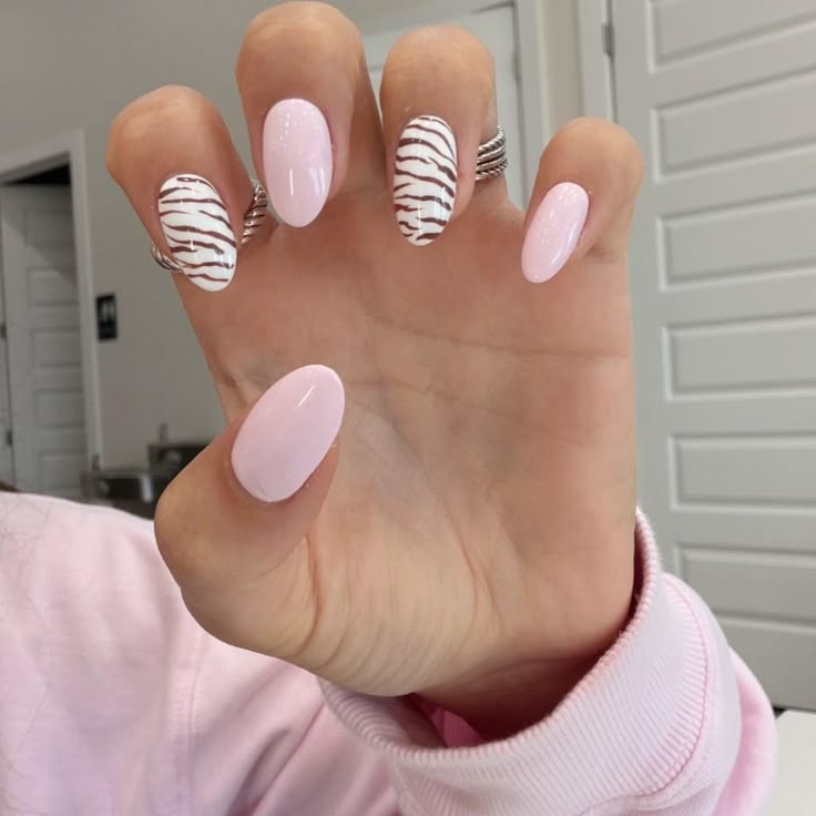 Pink zebra print nails with white zebra stripes press ons!  
