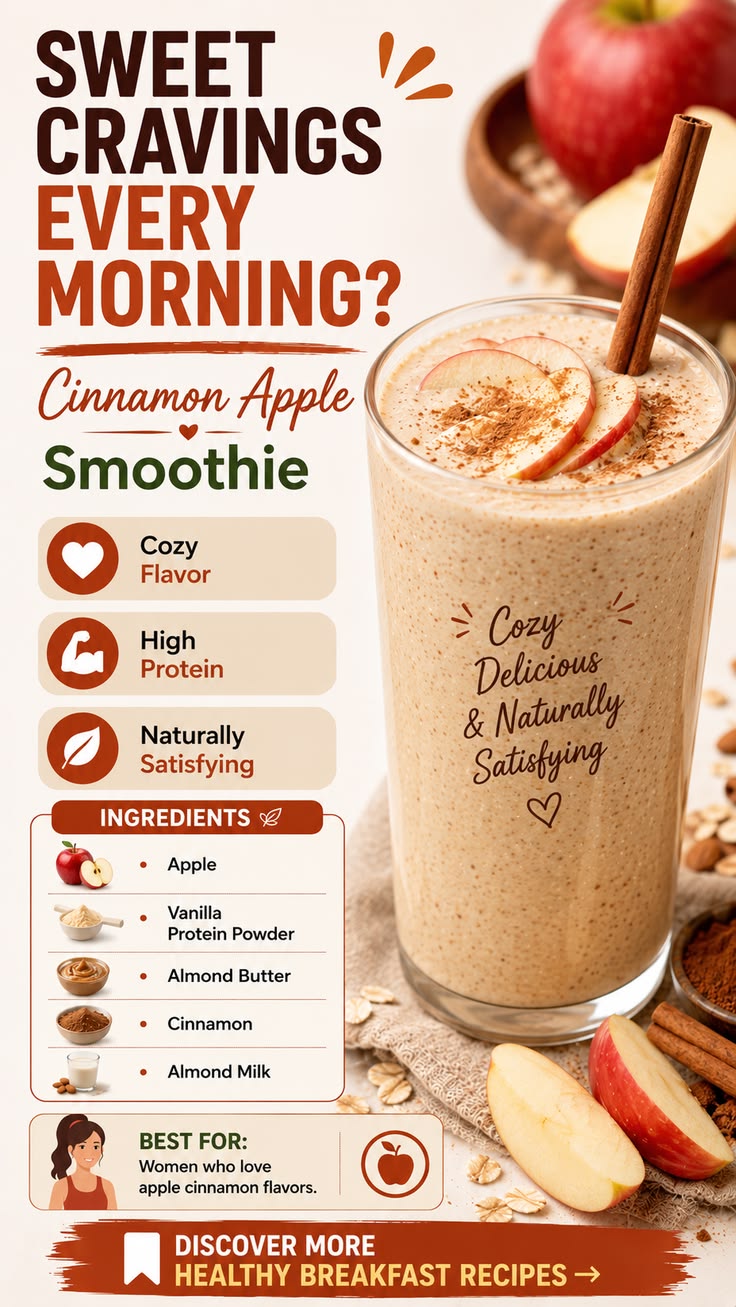This apple cinnamon protein smoothie blends fresh apple, cin