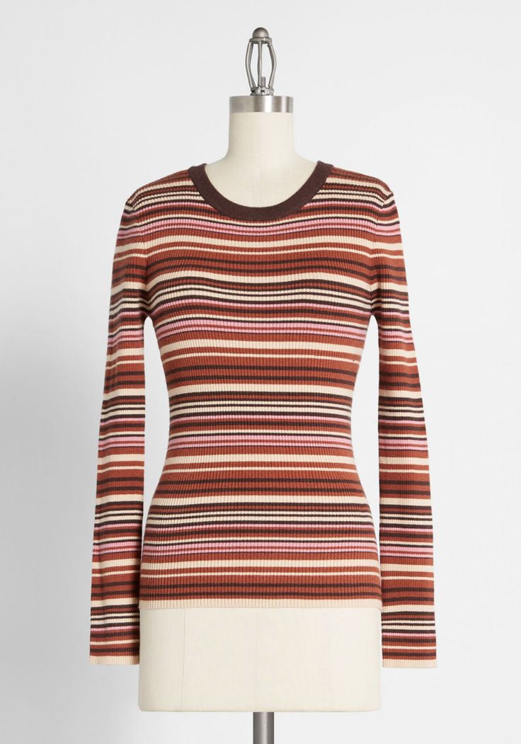 Princess Highway Swank Stripes Knit Top in Brown Multi Strip