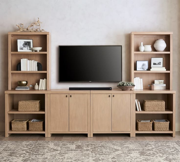Modern Farmhouse 136" Home Entertainment System with Cabinet