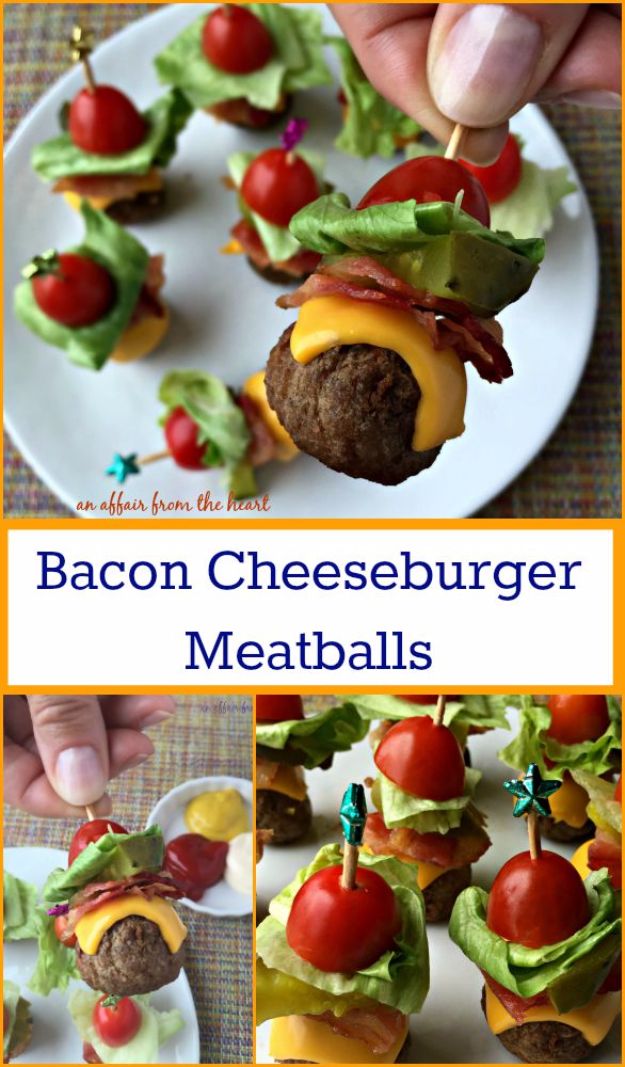 Last Minute Party Foods - Bacon Cheeseburger Meatballs - Eas
