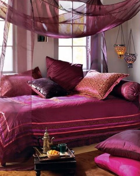 Purple Moroccan bedroom