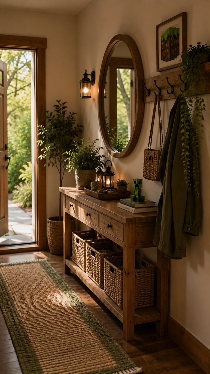 Make a beautiful first impression with a warm oak console ta