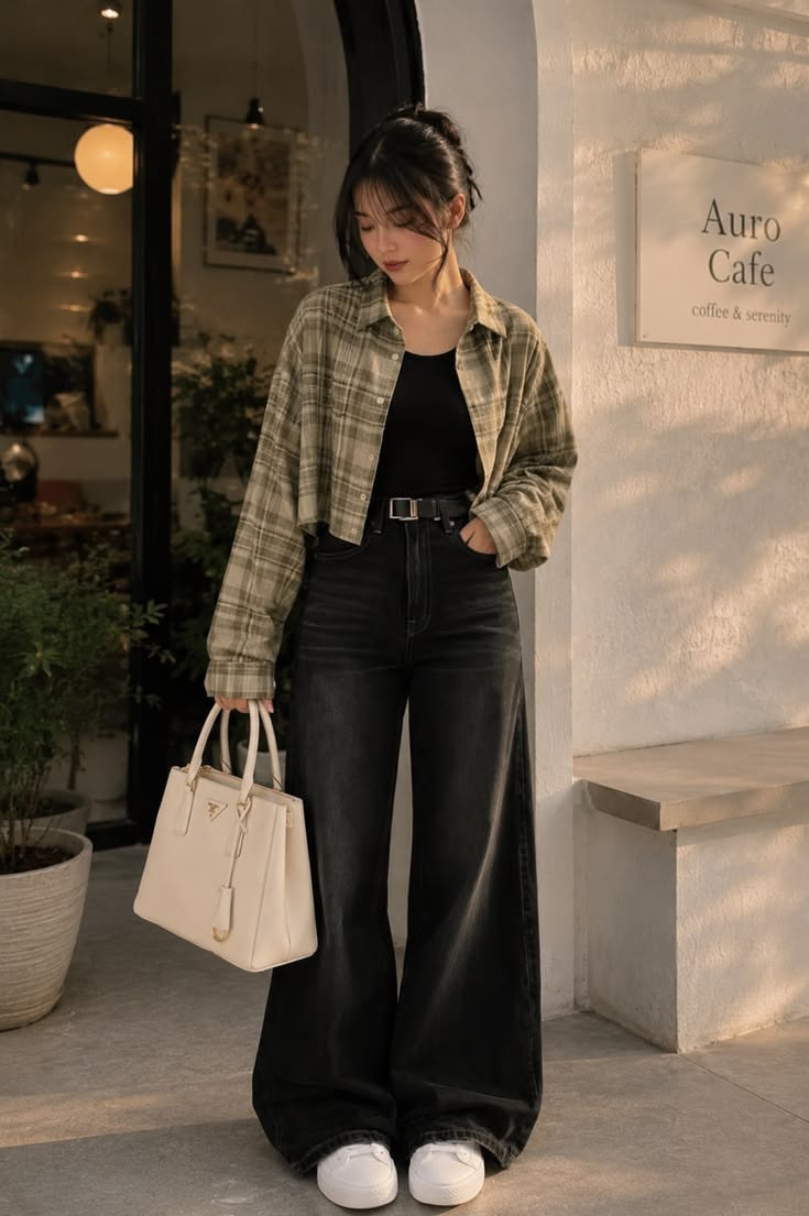 Serving effortless street style outside the café! This minim