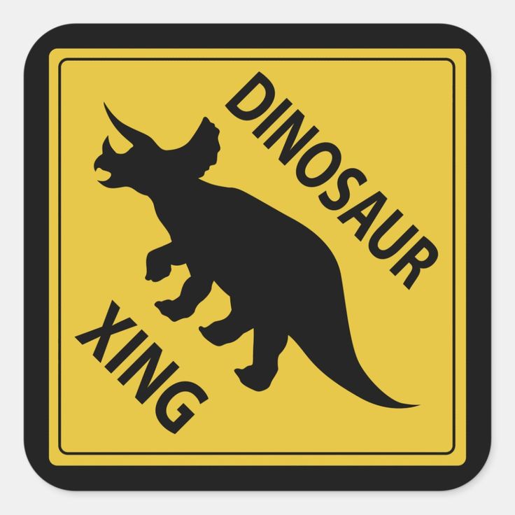 Dinosaur Xing Square Sticker | Zazzle