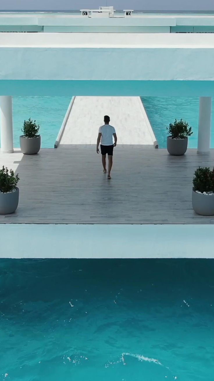 This impressive white structure is the arrival jetty and rec