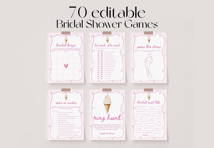 She's Been Scooped Up Bridal Shower Games Bundle, Ice Cream 