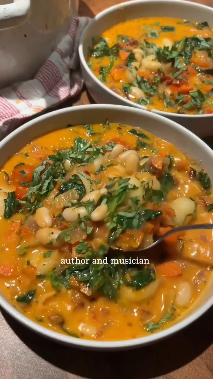 Creamy white beans, pillowy gnocchi, and roasted red pepper 