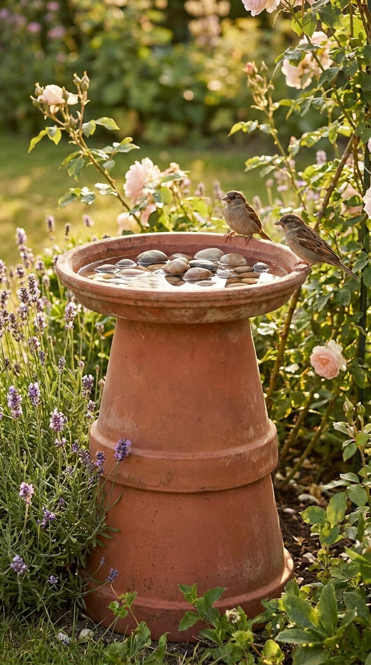 Create a beautiful backyard water spot with these DIY bird b