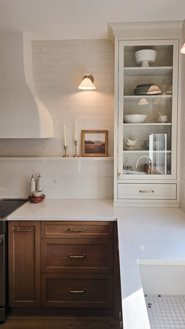 European transitional kitchen with cream taupe cabinetry, wa