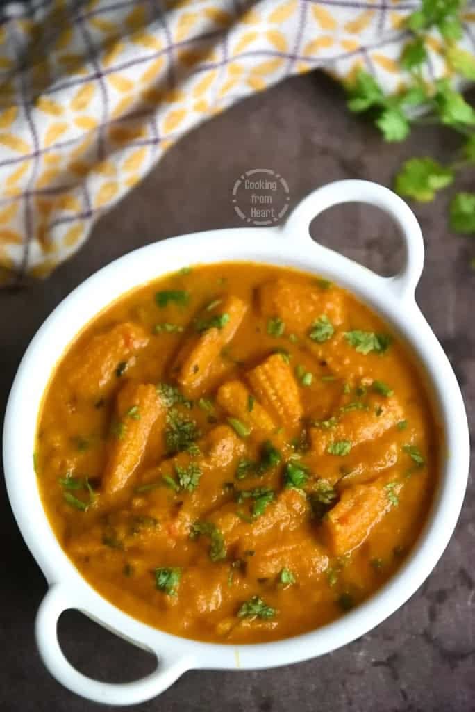 Baby Corn Masala | Baby Corn Gravy - Cooking From Heart