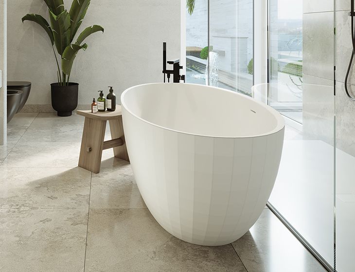 The newly introduced Tayla mineral composite tub from MTI Ba