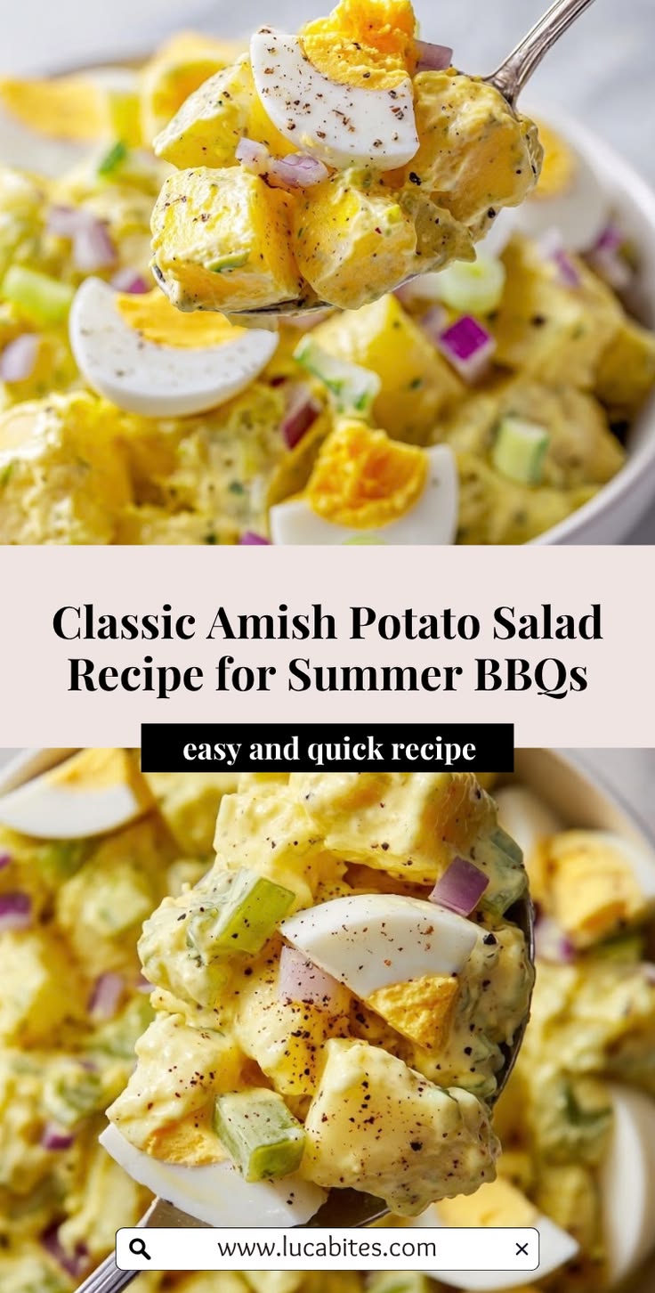 Discover the creamy, tangy flavors of this Amish potato sala