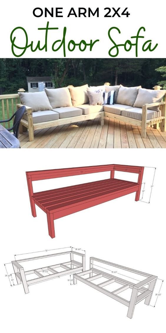 One Arm 2x4 Outdoor Sofa - Sectional Piece | Ana White