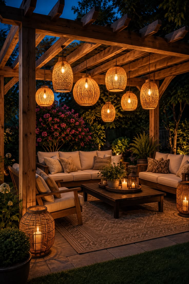 Create a warm and magical outdoor space with pergola lightin