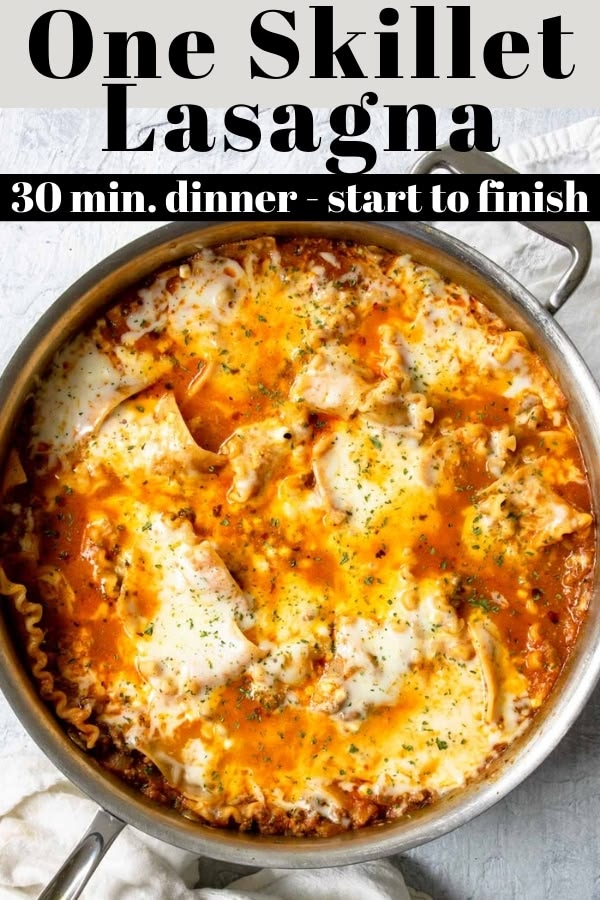 Delicious lasagna dinner all made in one skillet in just 30 