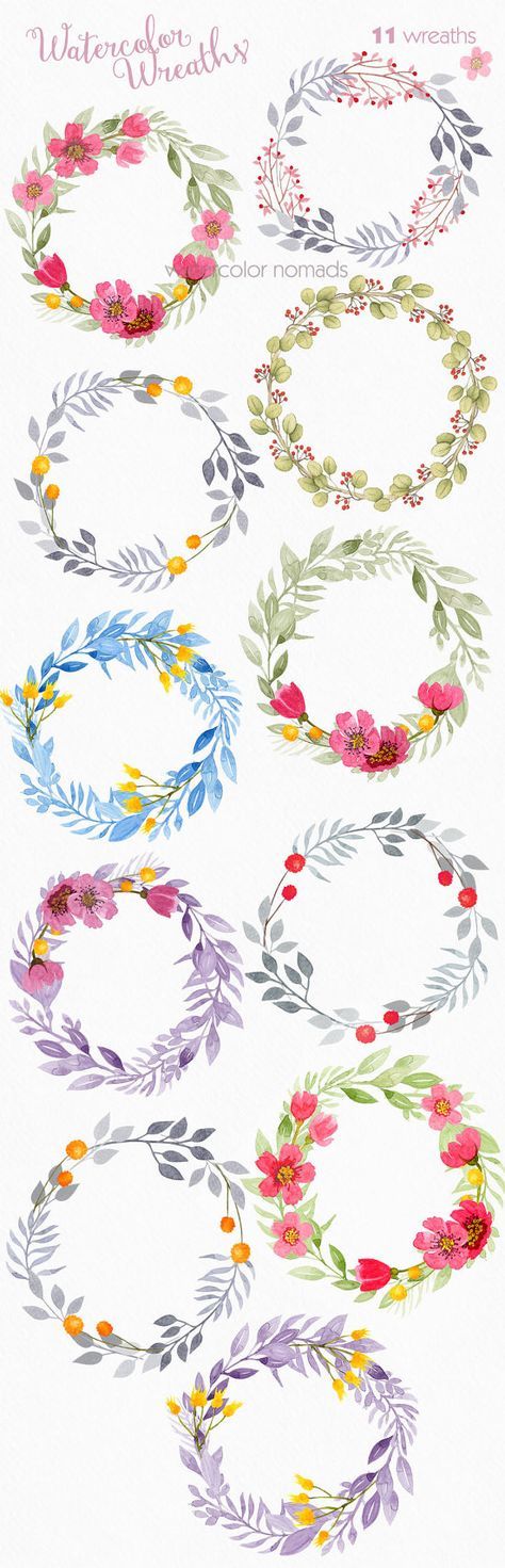 Floral wreath clipart, watercolor clipart, wedding clipart, 