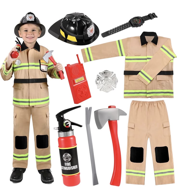 GIFTINBOX Firefighter Costume for Kids, Halloween Fireman Co