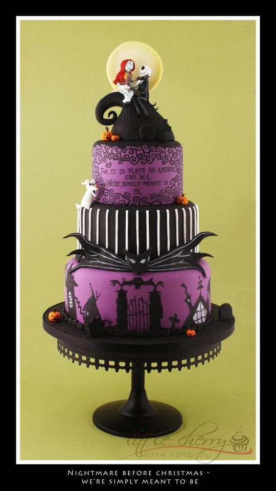 Nightmare Before Christmas Wedding Cake ~ Black Cherry Cake 