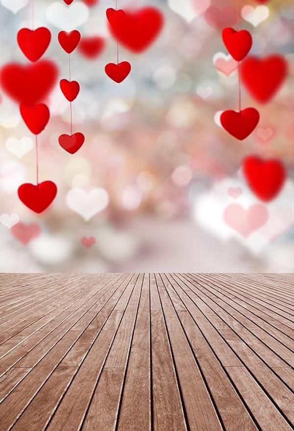 bokeh hearts with wooden pattern backdrops